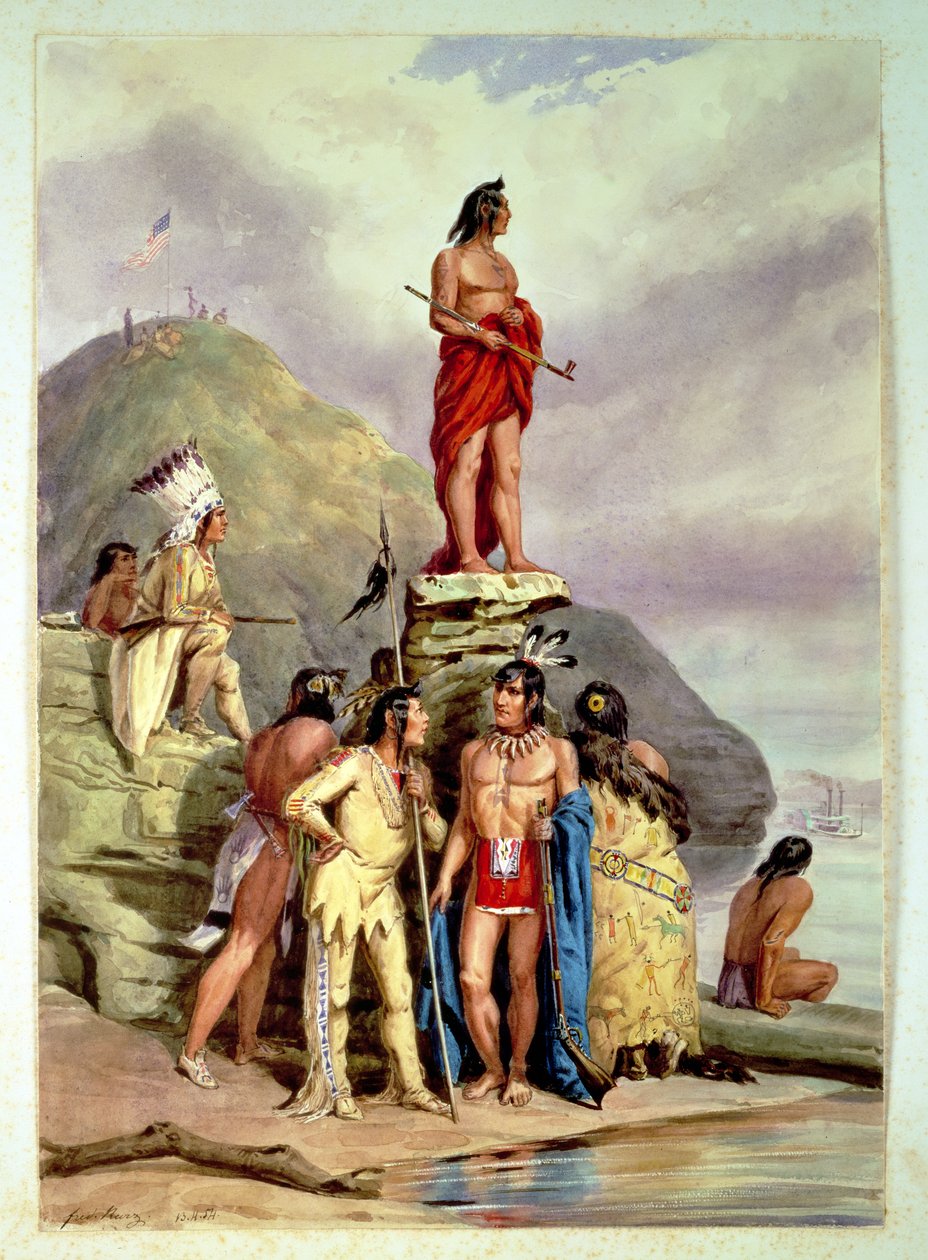 Grupa Indian na brzegu rzeki, 1854 autorstwa Friedrich Kurz