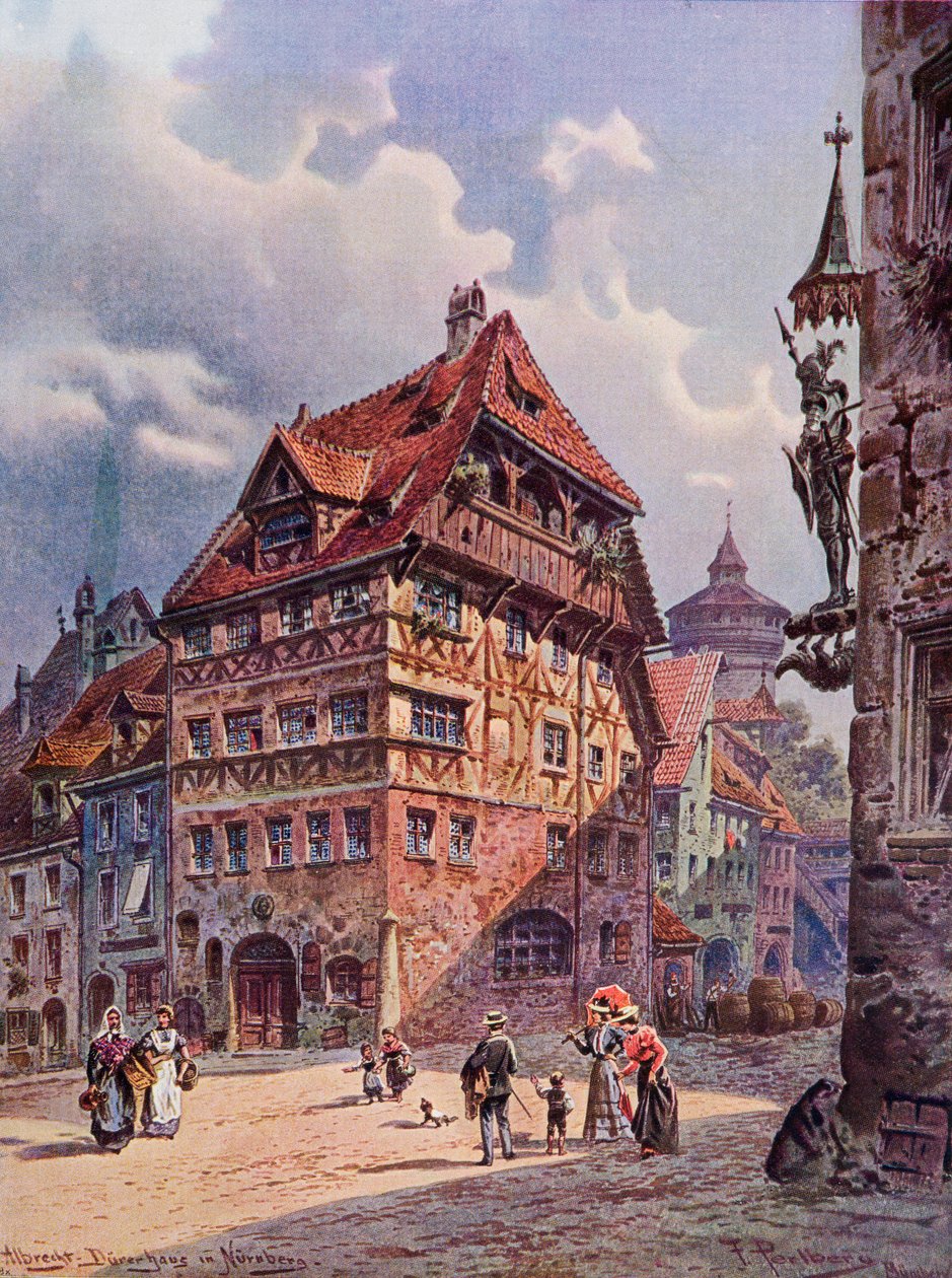 Dom Albrechta Dürera w Norymberdze, Niemcy, tak jak w XIX wieku, z „The Garden Arbor Family Journal”, wydanie 1905 autorstwa Friedrich Perlberg