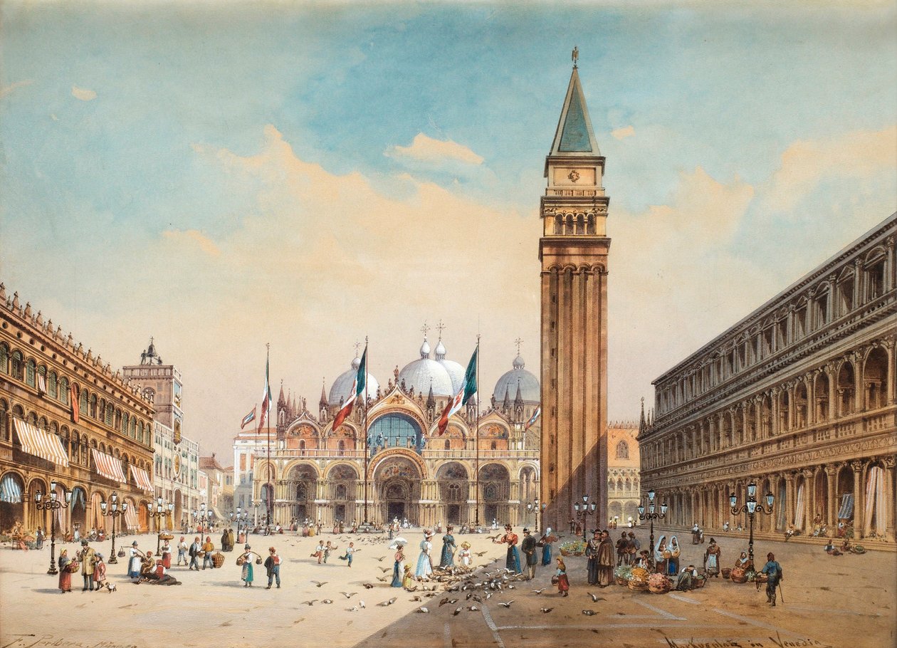 Piazza di San Marco, Wenecja autorstwa Friedricha Perlberga autorstwa Friedrich Perlberg