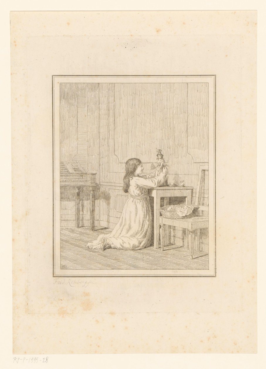 Dziewczyna z lalką Sceny z życia codziennego we Włoszech (tytuł serii) Figure prese dal vero (tytuł serii na obiekcie) autorstwa Friedrich Rehberg