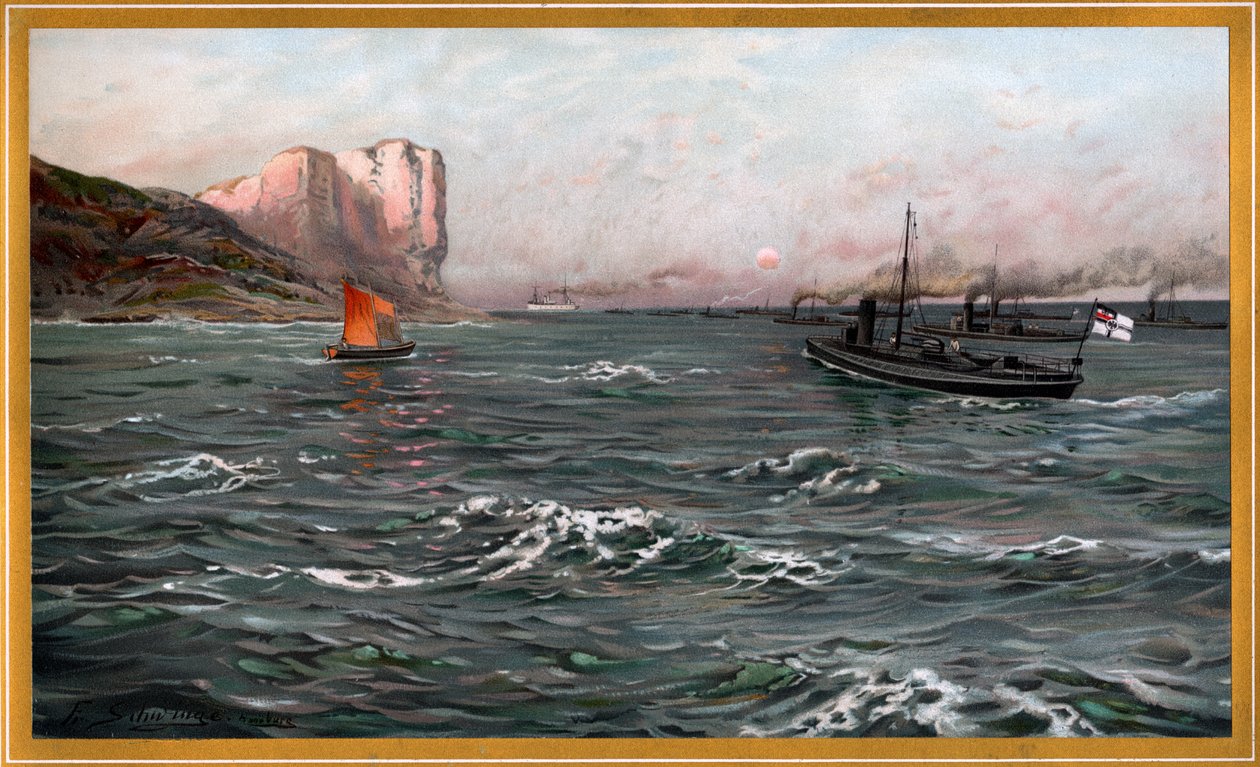 Imperial Navy Bliz z dywizjami torpedowców w pobliżu Stubbenkammer przez Friedricha Schwinge, nr 10 z G. Wislicenus, Our Navy. autorstwa Friedrich Schwinge