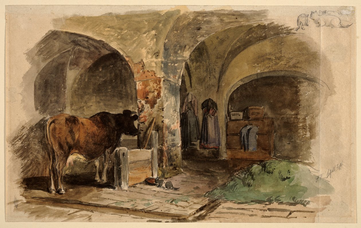 stajnia z krową autorstwa Friedrich Voltz