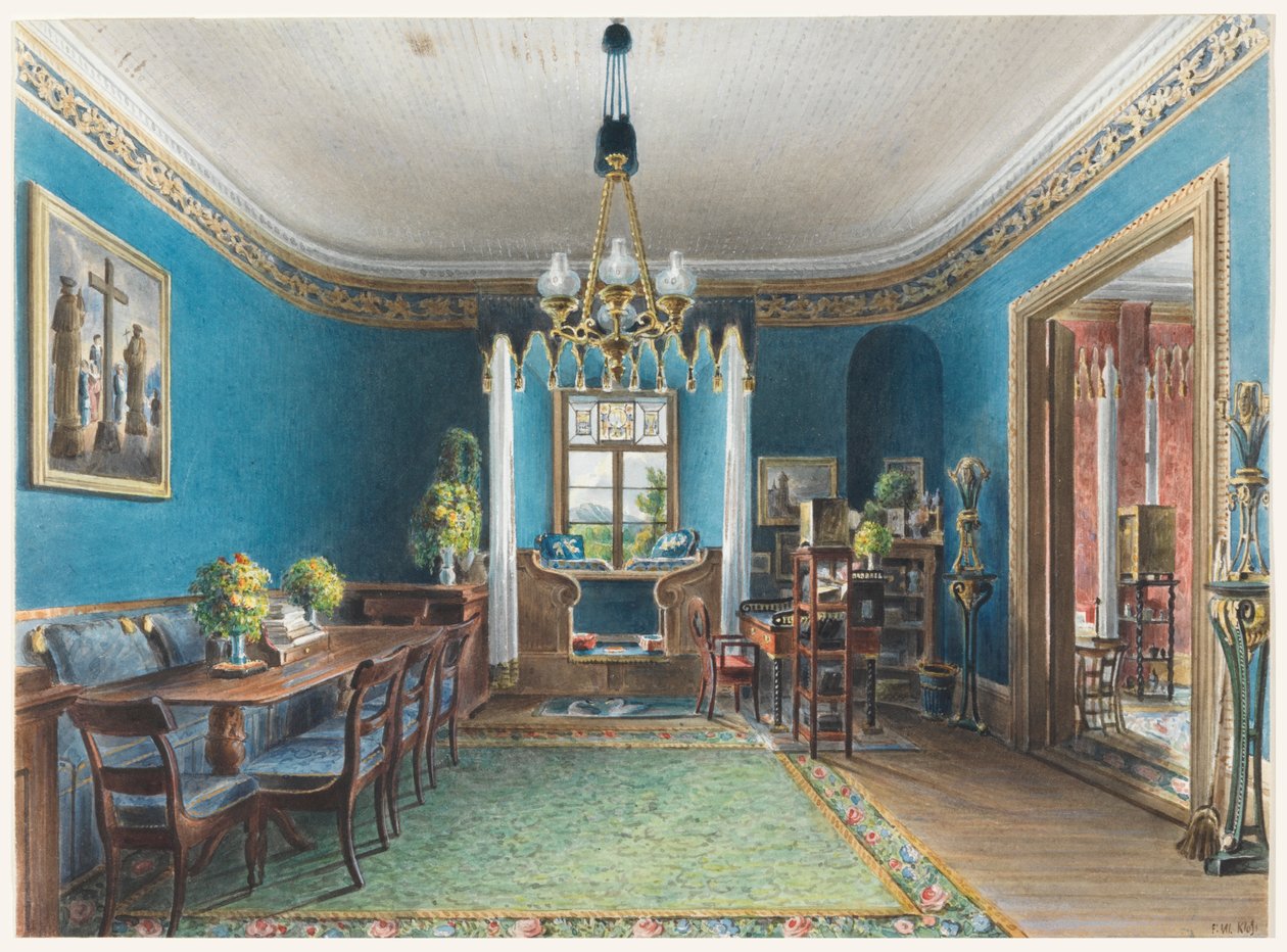 Niebieski pokój, Schloss Fischbach autorstwa Friedrich Wilhelm Klose