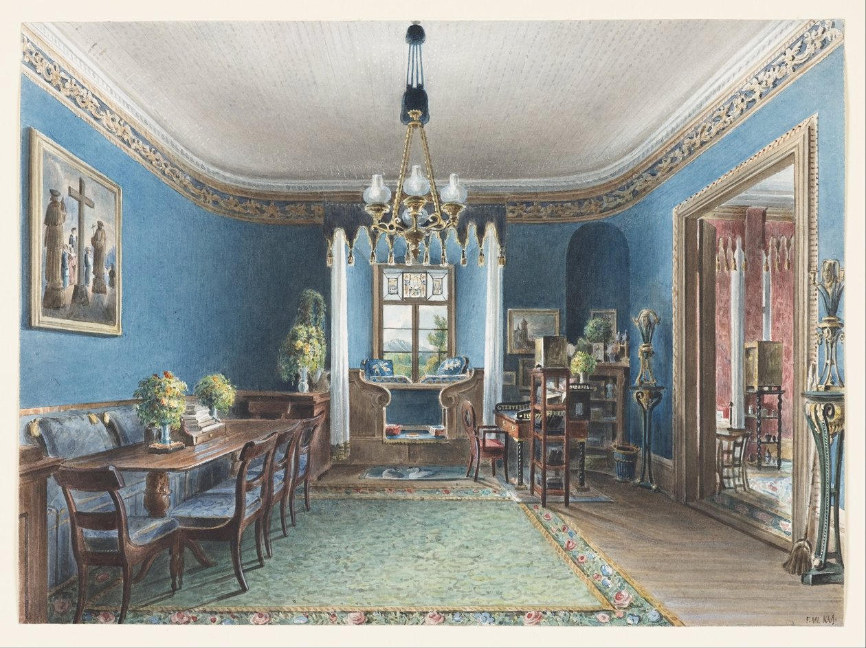Niebieski pokój, zamek Fischbach autorstwa Friedrich Wilhelm Klose