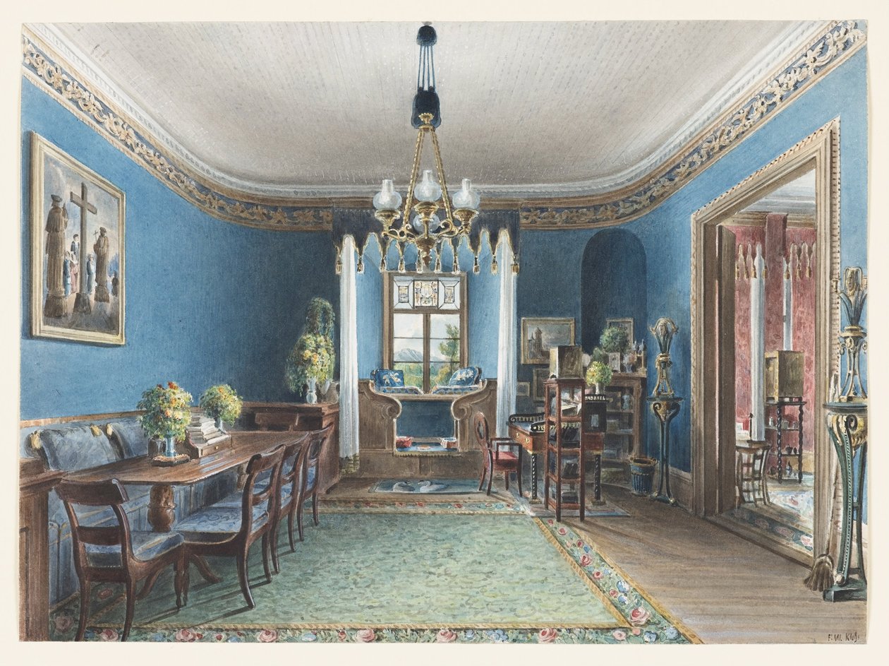 Pokój Niebieski, Schloss Fischbach, 1846 autorstwa Friedrich Wilhelm Klose