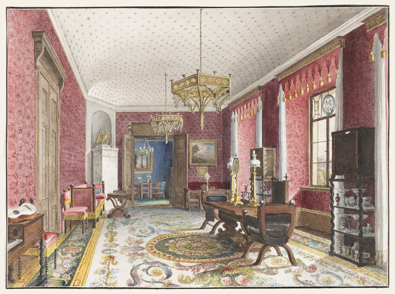 Sala Czerwona, Schloss Fischbach, ok. 1930 1846 autorstwa Friedrich Wilhelm Klose