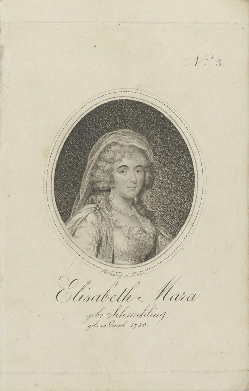 Gertrud Elisabeth Mara, z domu Schmeling 1749-1833, 1803. autorstwa Friedrich Wilhelm Nettling