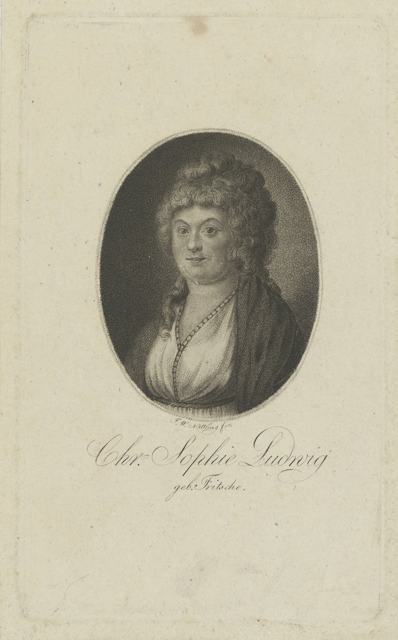 Portret autorki Christiane Sophie Ludwig, z domu Fritsche 1764-1815 , c. 1810. autorstwa Friedrich Wilhelm Nettling