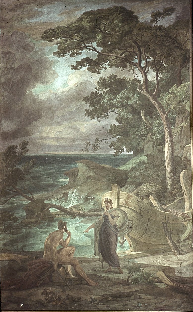Przybycie Odyseusza do nimfy Kalipso, Sceny z Odysei autorstwa Friedrich the Elder Preller