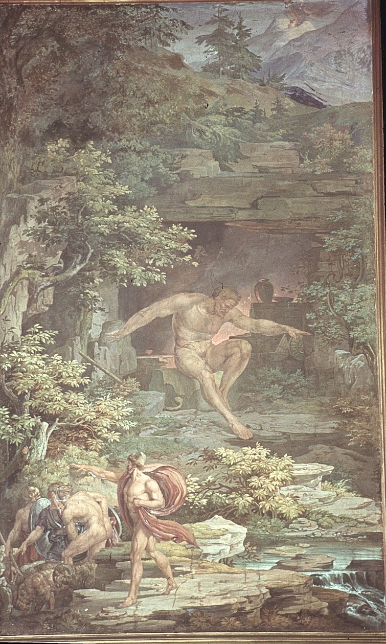 Ucieczka z Jaskini Oślepionego Polifema, Sceny z Odysei autorstwa Friedrich the Elder Preller