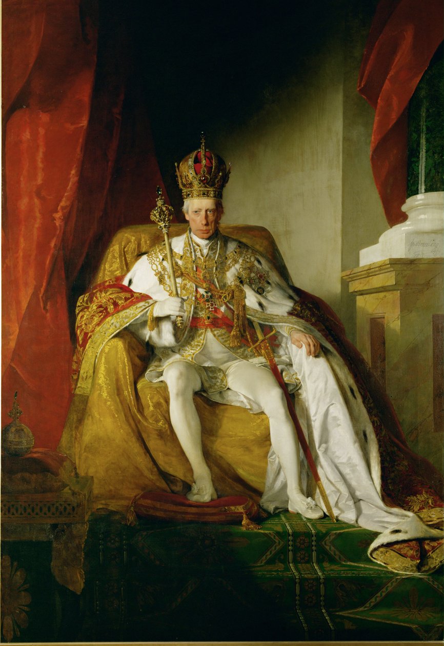 Cesarz Franciszek I w szatach koronacyjnych Cesarstwa Austriackiego ... autorstwa Friedrich von Amerling