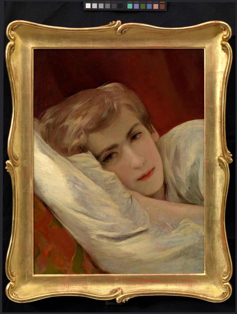 Friedrich (Fritz) Amerling na łożu chorego (syn artysty) autorstwa Friedrich von Amerling