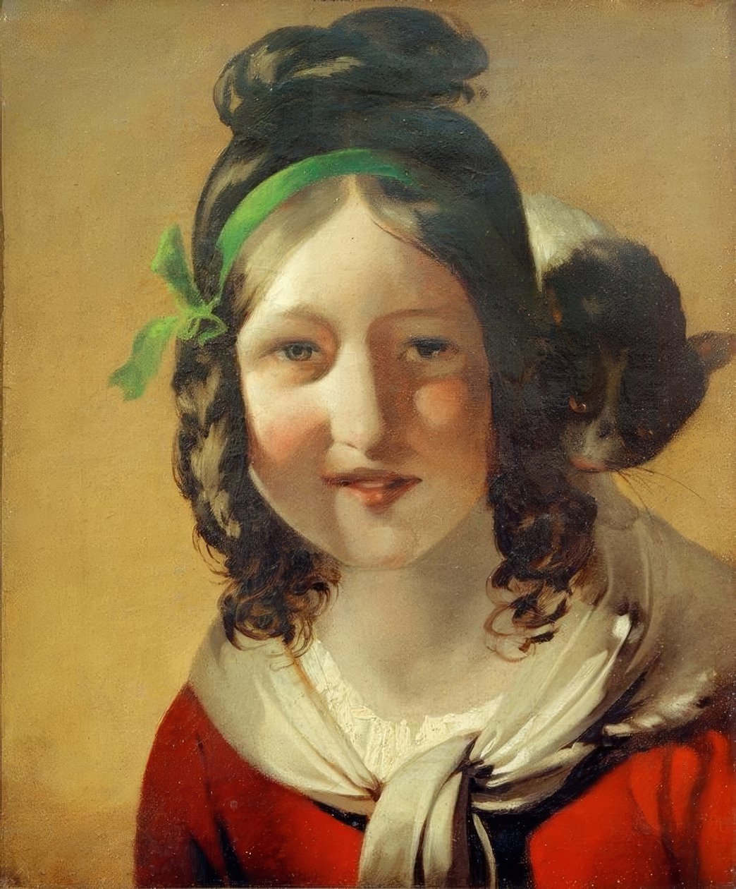 Śmiejąca się dziewczyna z kotem autorstwa Friedrich von Amerling