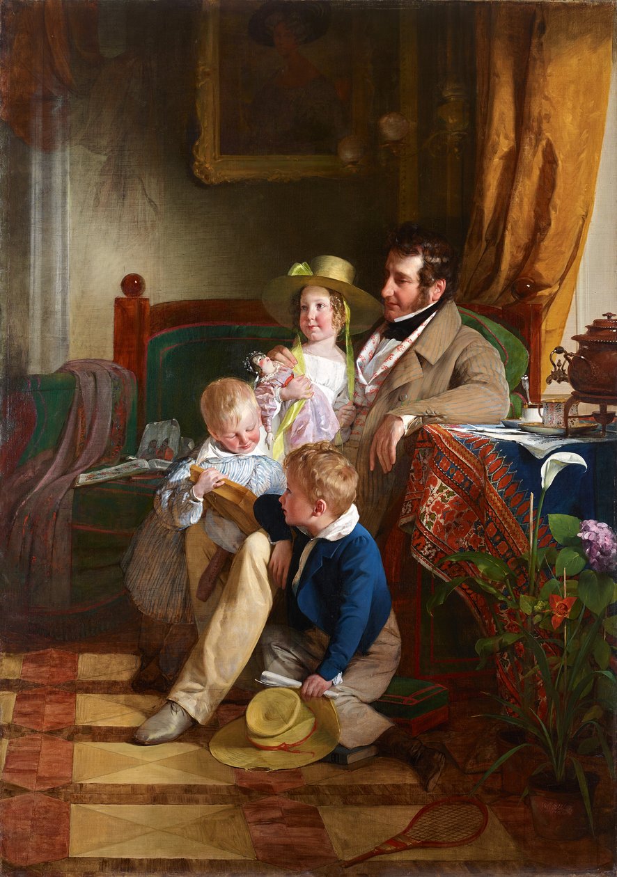 Rudolf von Arthaber i jego dzieci Rudolf, Emilie i Gustav autorstwa Friedrich von Amerling