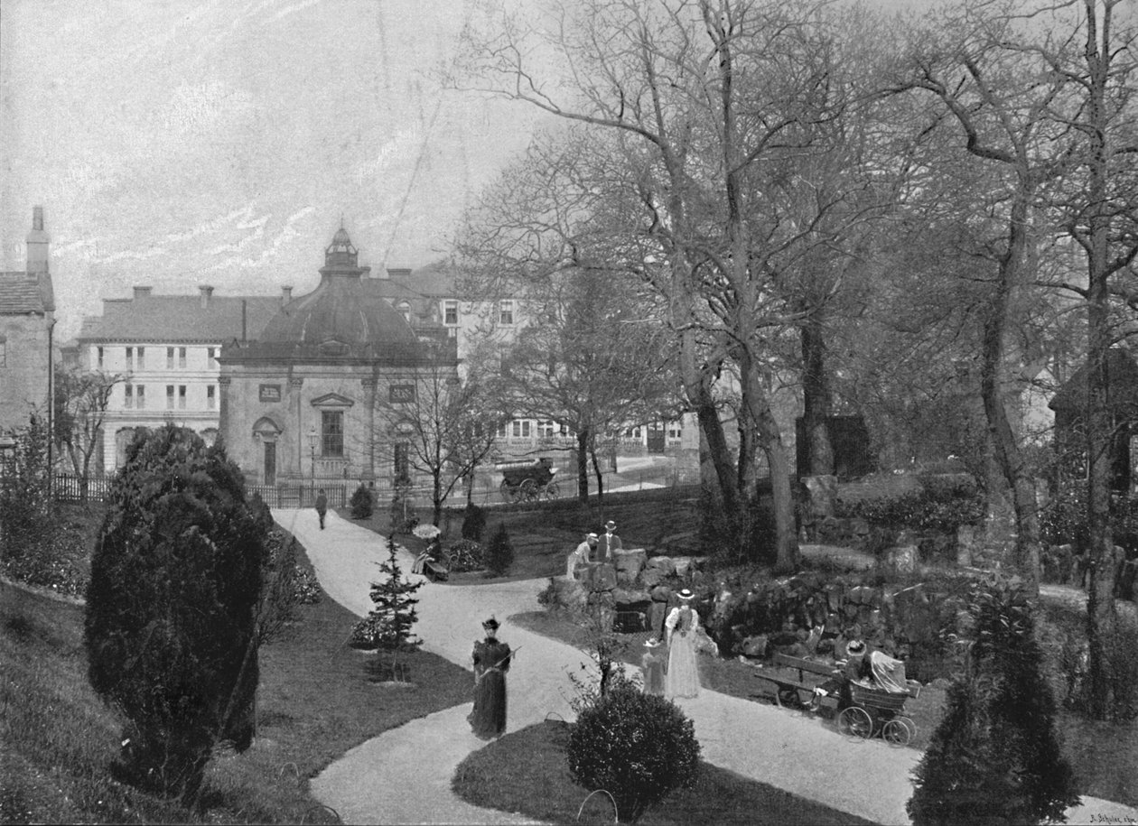 Harrogate: Studnia siarkowa w bagiennych ogrodach, ok. 1896 r. autorstwa Frith and Co