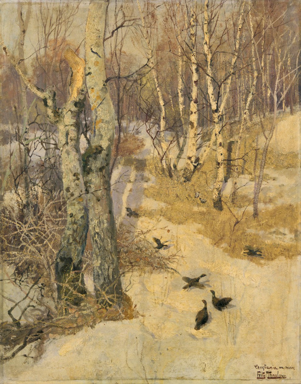 Lasy pokryte śniegiem, XIX wiek. autorstwa Fritz Thaulow