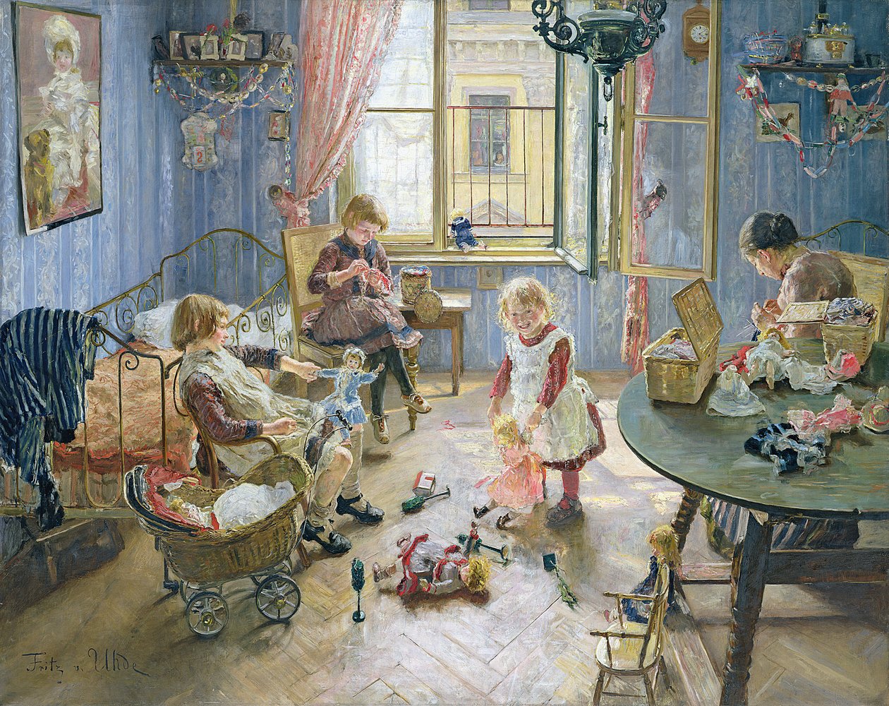 Żłobek, 1889 autorstwa Fritz von Uhde