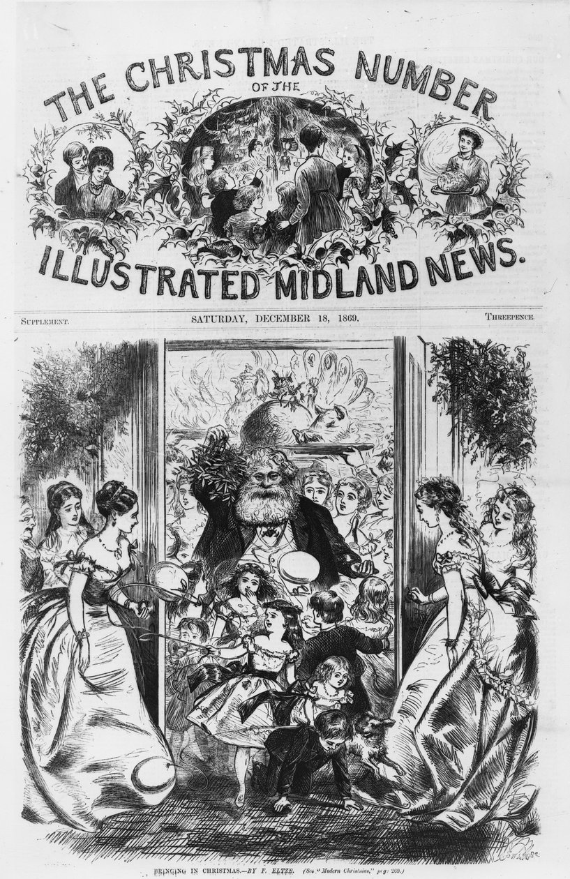 Wprowadzenie na Boże Narodzenie, przednia okładka „Illustrated Midland News”, 18 grudnia 1869 r. autorstwa Fritz Eltze