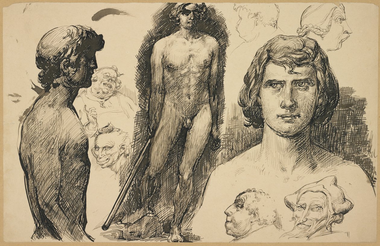 Arkusz Studiów Życia i Karykatury, 1892 autorstwa Fritz Erler