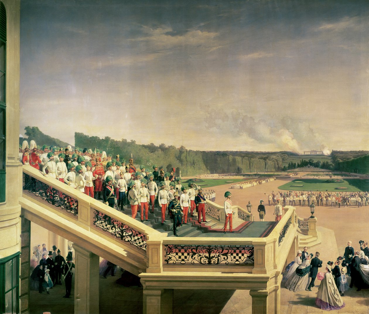 Bankiet dworski w ogrodach pałacu Schonbrunn z okazji rocznicy Orderu Wojskowego Teresy, 1865 autorstwa Fritz L