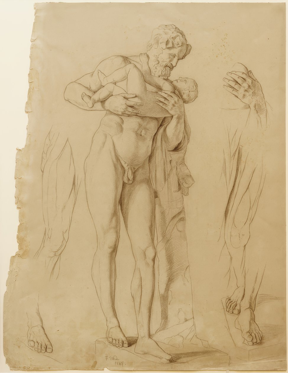 Silenus z chłopcem Dionizosem autorstwa Fritz von Uhde
