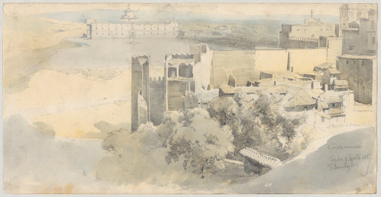 Toledo z widokiem na Alcazar autorstwa Fritz (Friedrich) Bamberger