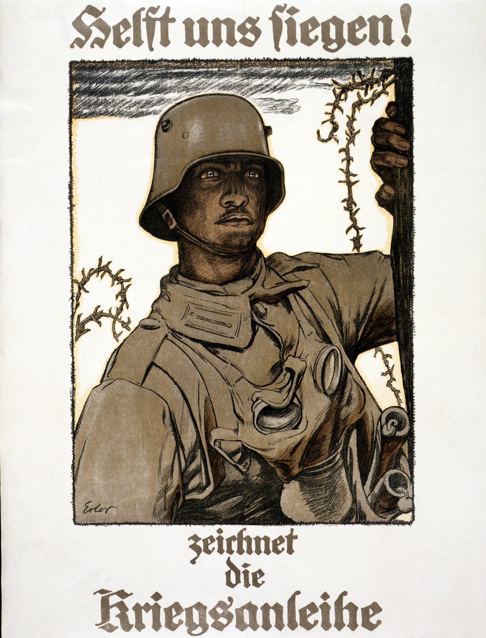 Pomóż nam wygrać! Zeichnet die Kriegsanleihe, wyd. Monachium, 1917 r. autorstwa Fritz Erler