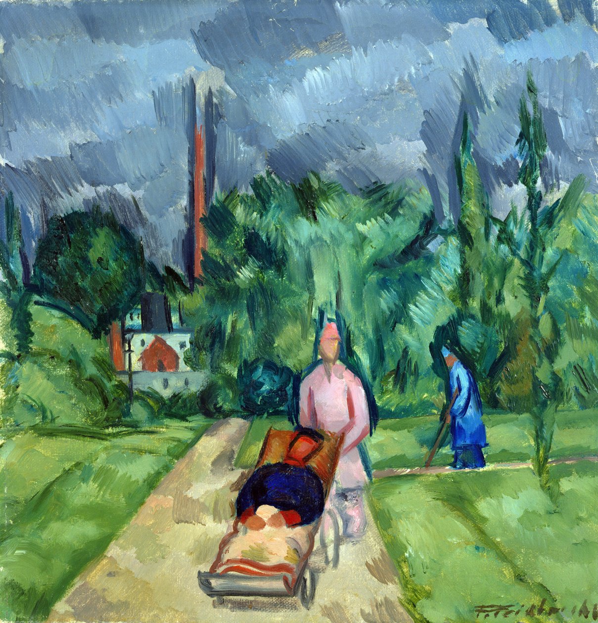 W ogrodach Szpitala Wojskowego III, 1915 r. autorstwa Fritz Friedrichs