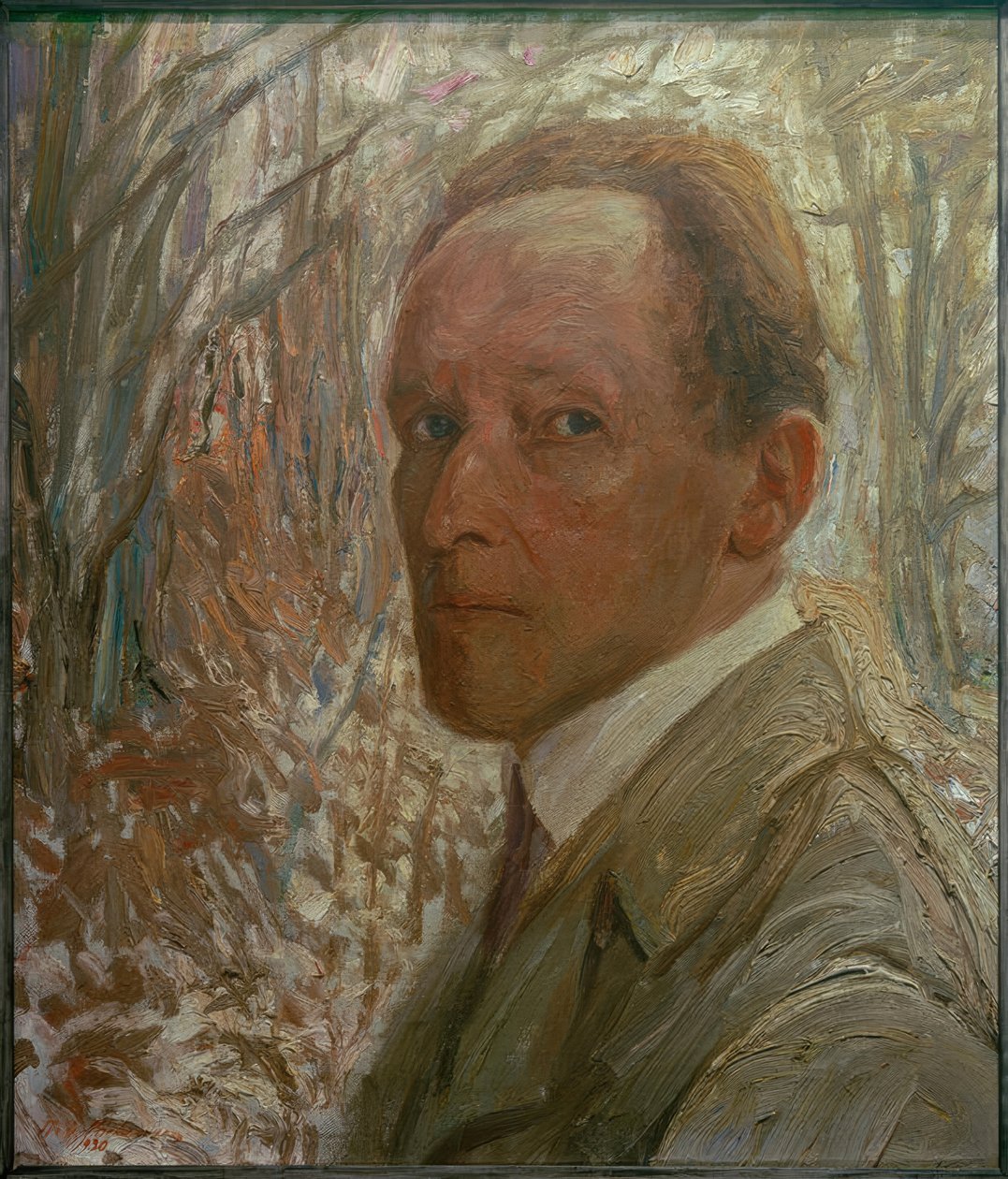 Autoportret na tle drzew autorstwa Fritz Mackensen