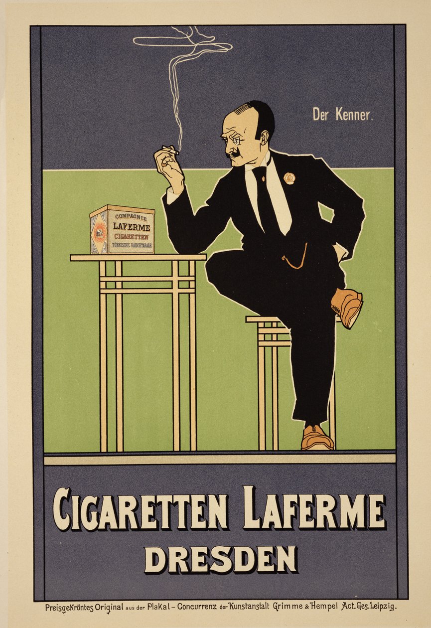 Reprodukcja plakatu reklamującego papierosy „Laferme”, Drezno autorstwa Fritz Rehm
