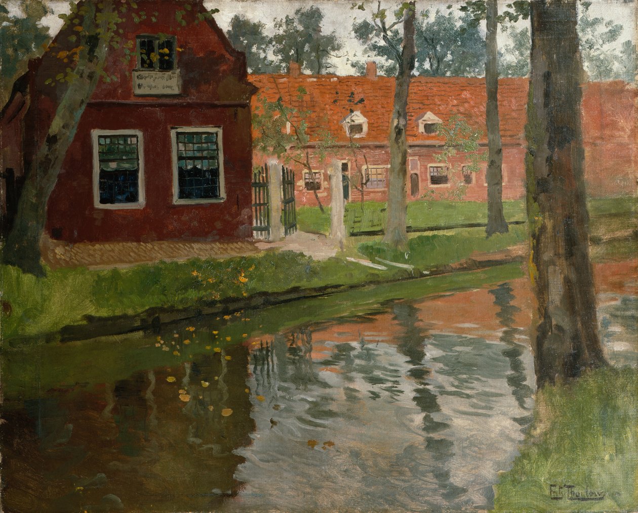 Z Vollendam, czerwony dom, woda autorstwa Fritz Thaulow