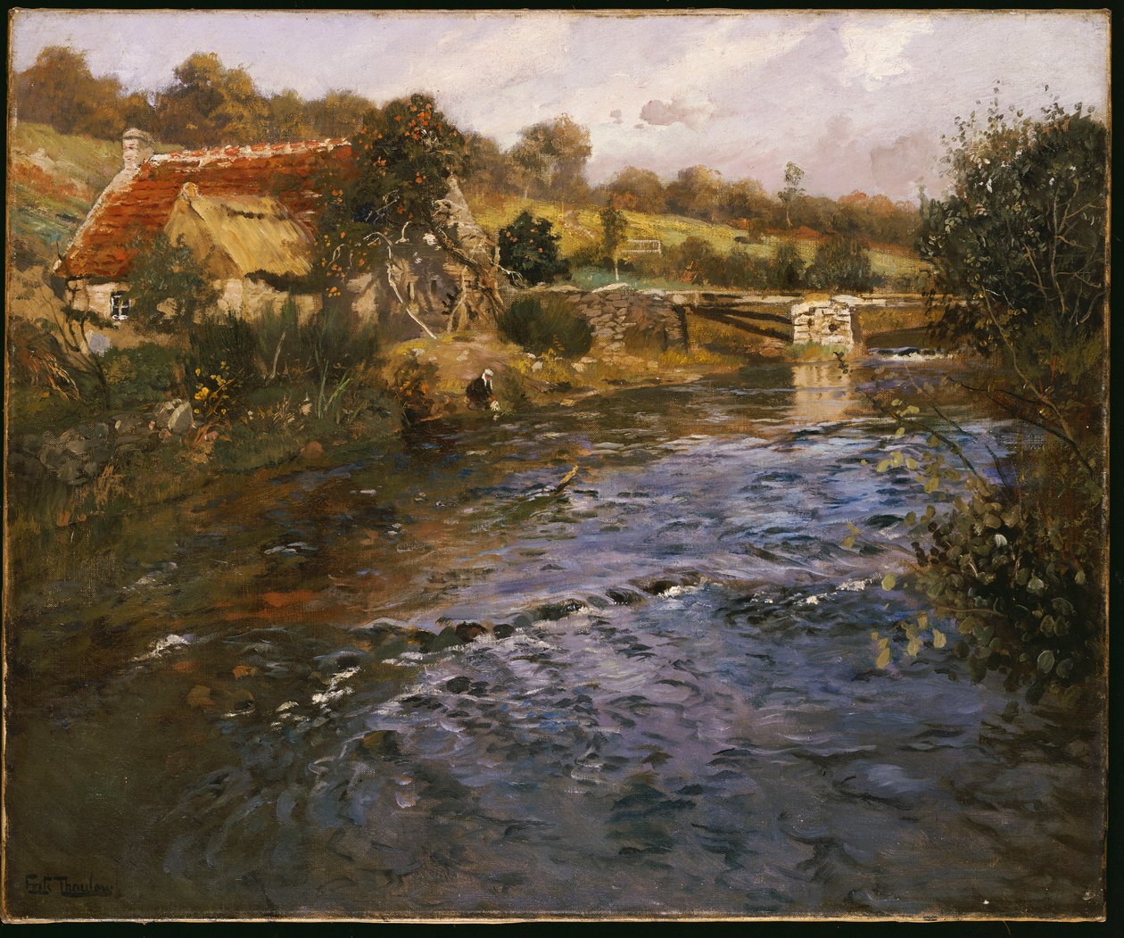 Pejzaż rzeczny z praczką autorstwa Frits Thaulow