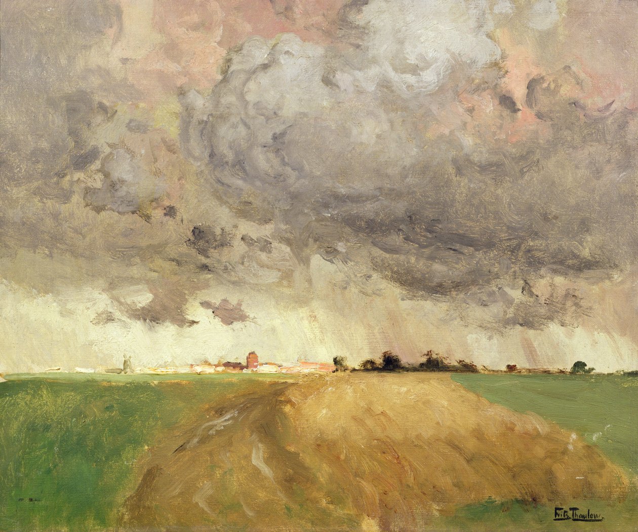Burza w Delft (olej na płótnie) autorstwa Fritz Thaulow