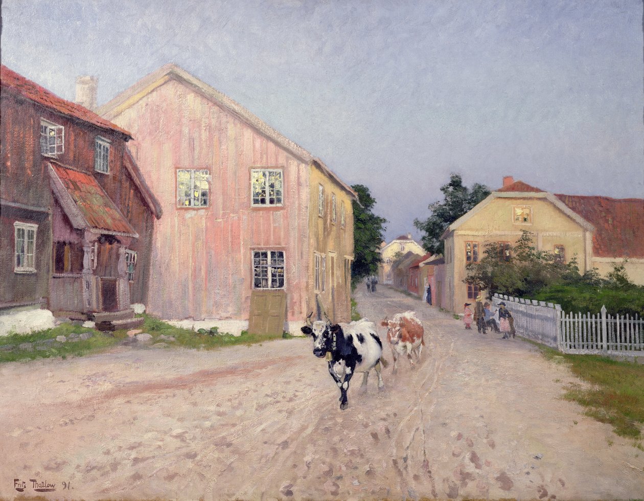 Ulica w Hokksund autorstwa Fritz Thaulow