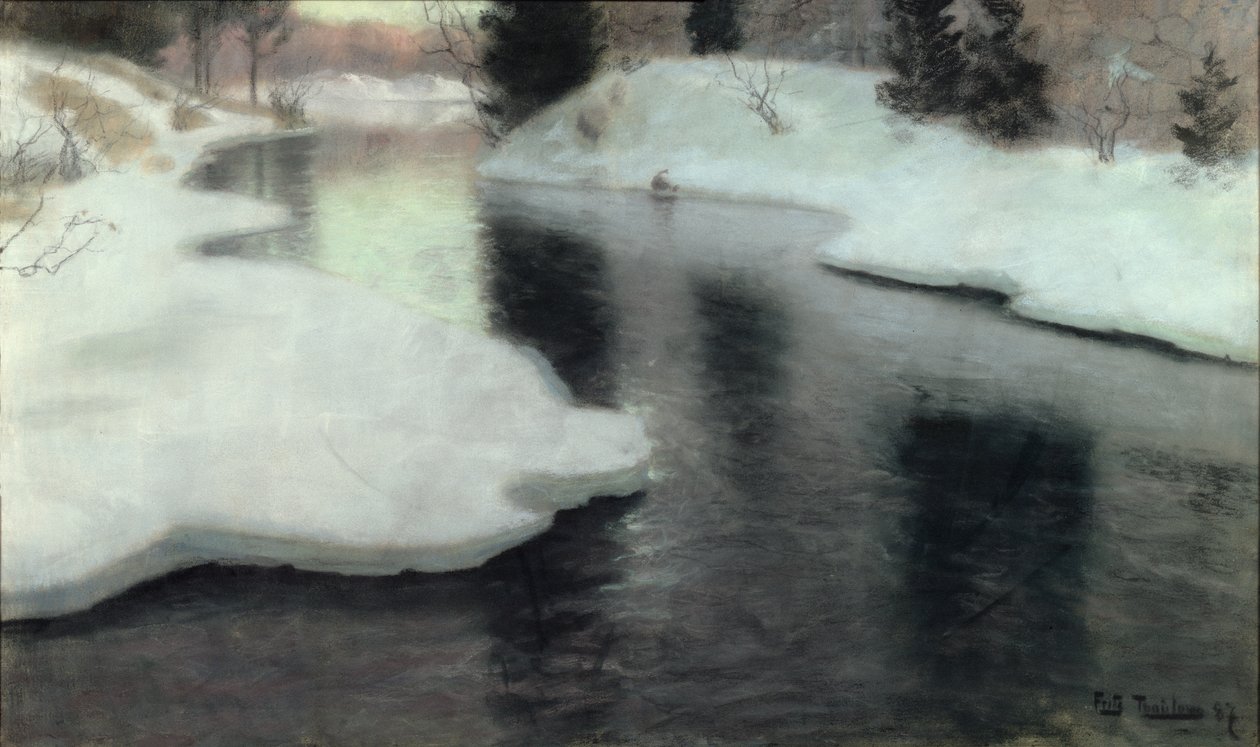 Rozmrażanie lodu: rzeka Lysaker, 1887 autorstwa Frits Thaulow