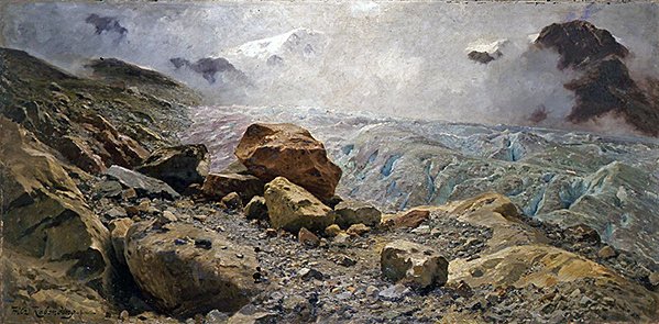 Lodowiec (olej na płótnie) autorstwa Fritz Wilhelm Rabending