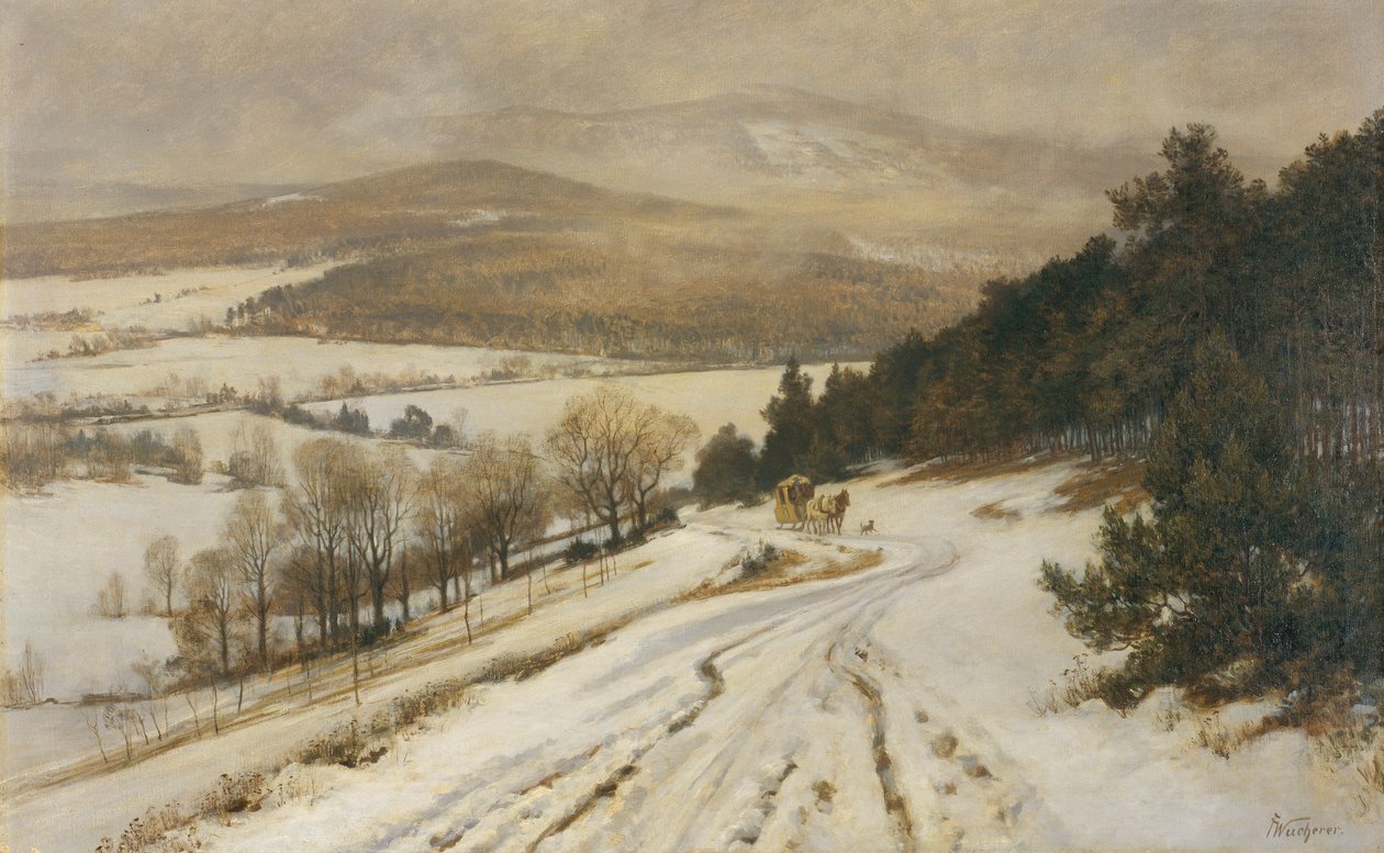 Góry Taunus zimą, przed 1900 (olej na płótnie) autorstwa Fritz Wucherer