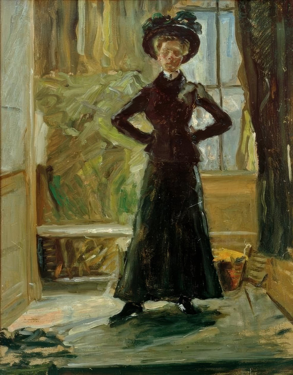 Portret córki w czarnym kostiumie autorstwa Fritz von Uhde
