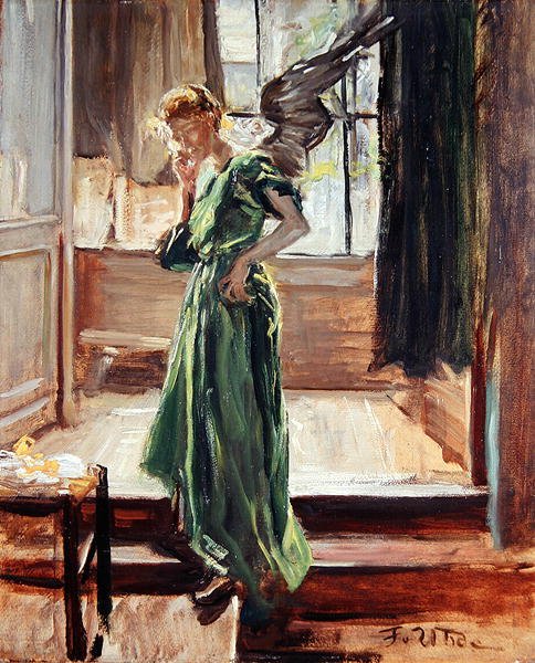Model Odpoczynkowy (olej na papierze) autorstwa Fritz von Uhde