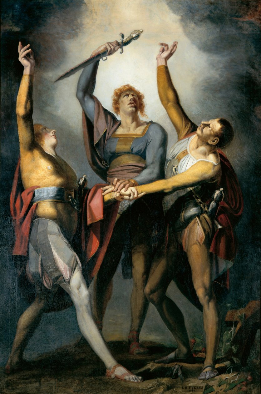 Trzej konfederaci złożyli przysięgę na Rütli, 1779-1781. autorstwa Füssli