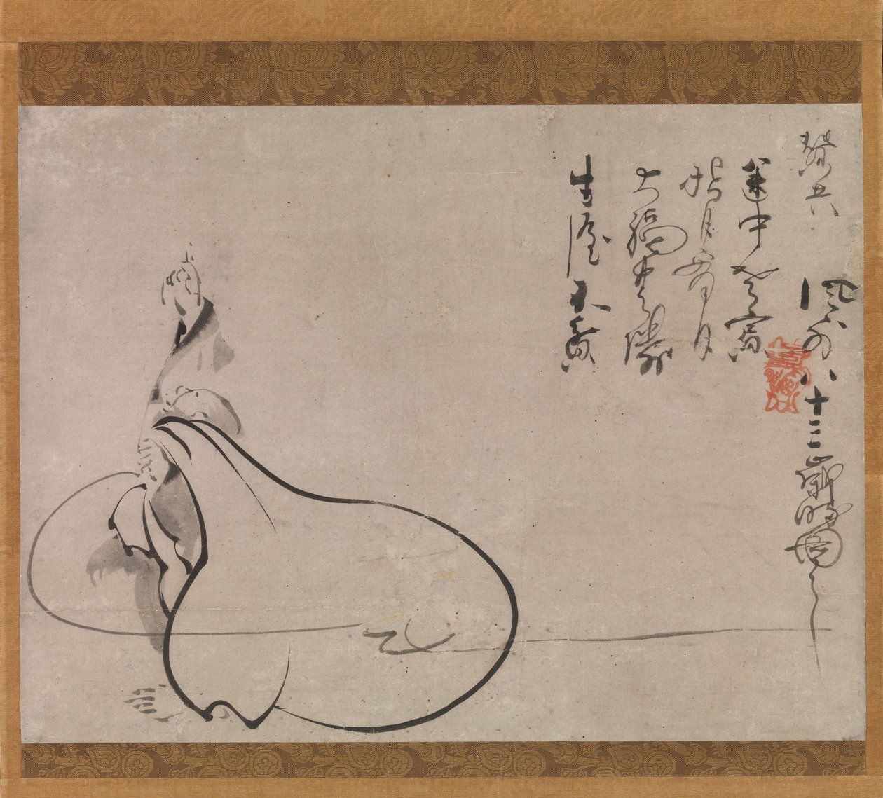 Hotei wskazujący na Księżyc, 1650. autorstwa Fugai Ekun