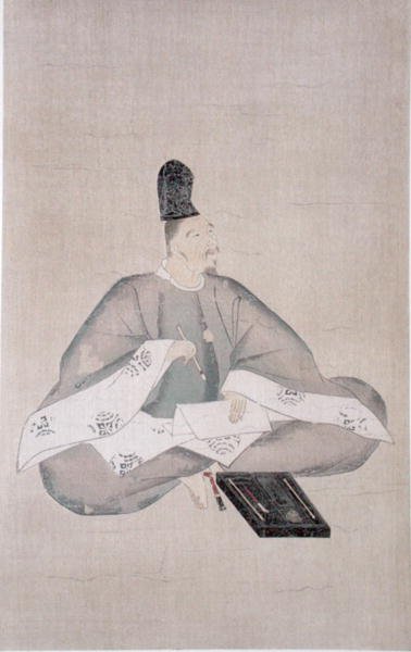 Poeta, Akahito, z „Kokki” autorstwa Fujiwara  Nobuzane