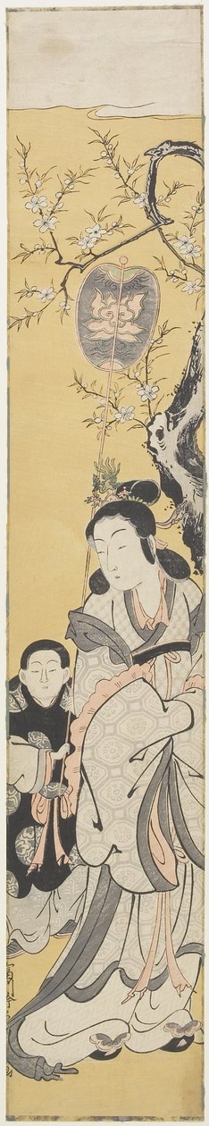 Xiwangmu (Królowa Mather Zachodu) i Attendant, ok. 1764 (kolorowy drzeworyt) autorstwa Fusanobu Tomikawa