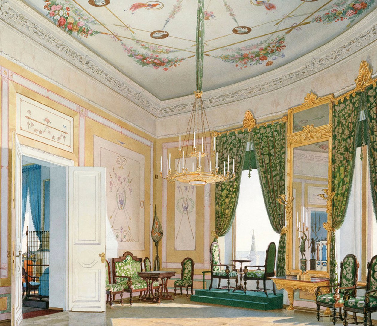 Narożny salon pałacu Mikołaja na Kremlu moskiewskim, 1847 r. autorstwa Fyodor Andreyevich Klages