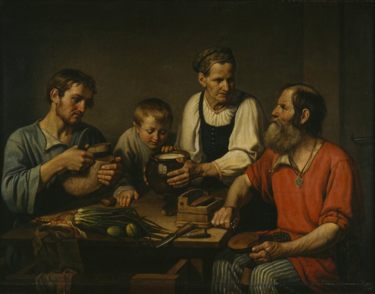 Rodzina chłopska przed obiadem, 1824 autorstwa Fyodor Grigoryevich Solntsev