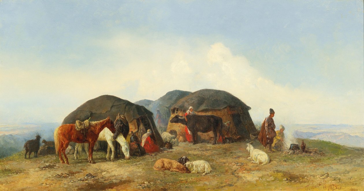 Odpoczywający pasterze bydła na Północnym Kaukazie, 1874. autorstwa Fyodor Ilyich Baykov