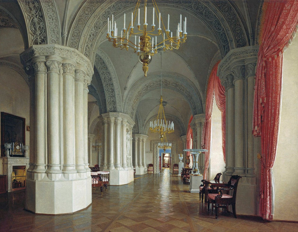 Sala Gotycka w Pałacu Zimowym w Sankt Petersburgu, lata czterdzieste XIX wieku. autorstwa Fyodor Osipovich Yushkov
