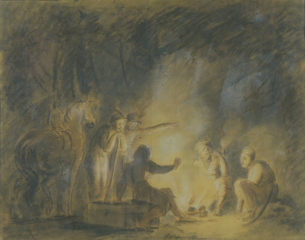 Przy ognisku, 1806 autorstwa Fyodor Petrovich Tolstoy