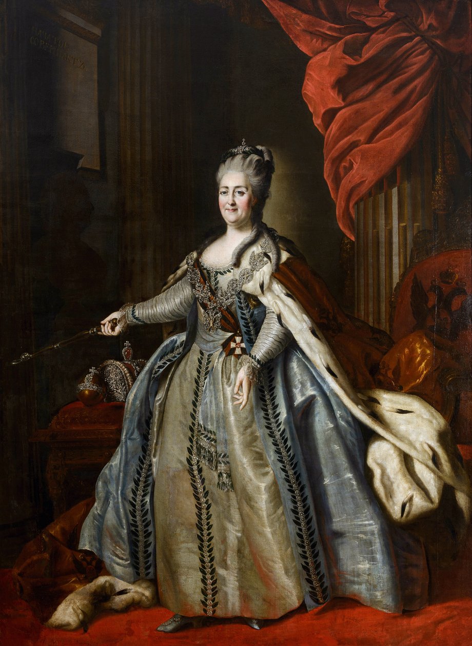 Portret cesarzowej Katarzyny II (1729-1796) par. Rokotowa, Fiodora Stiepanowicza (1735-1808). Olej na płótnie, II poł. XVIII w., Państwowe Muzeum Sztuki im. A. Radishcheva, Saratów autorstwa Fyodor Stepanovich Rotokov