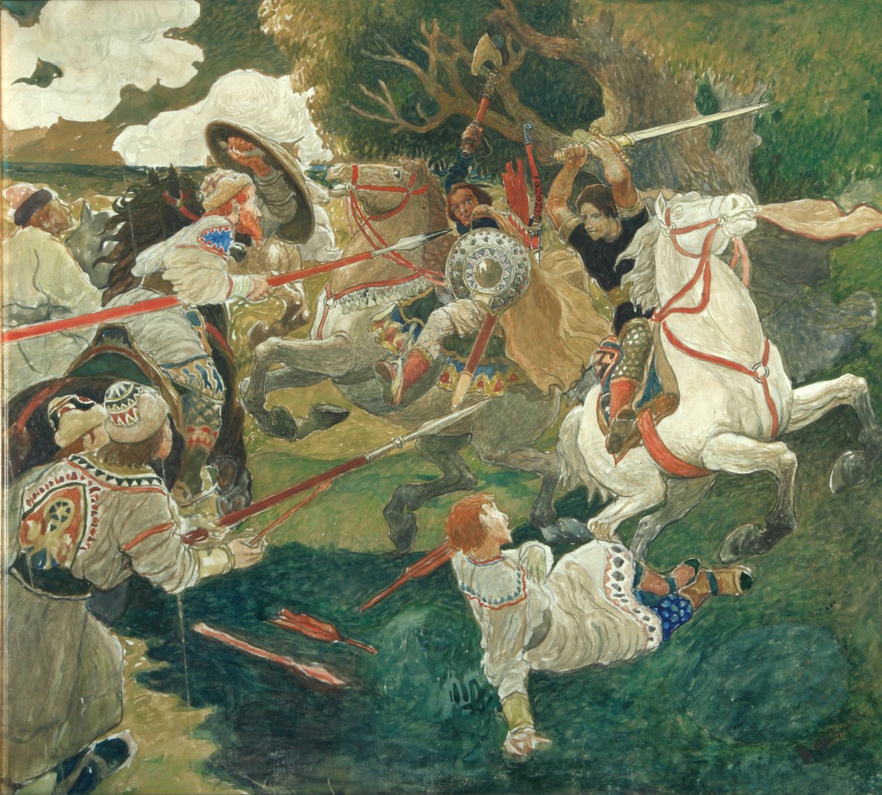 Bitwa. Scena z historii Rosji, 1900-1910 autorstwa Fyodor Vladimirovich Shavrin